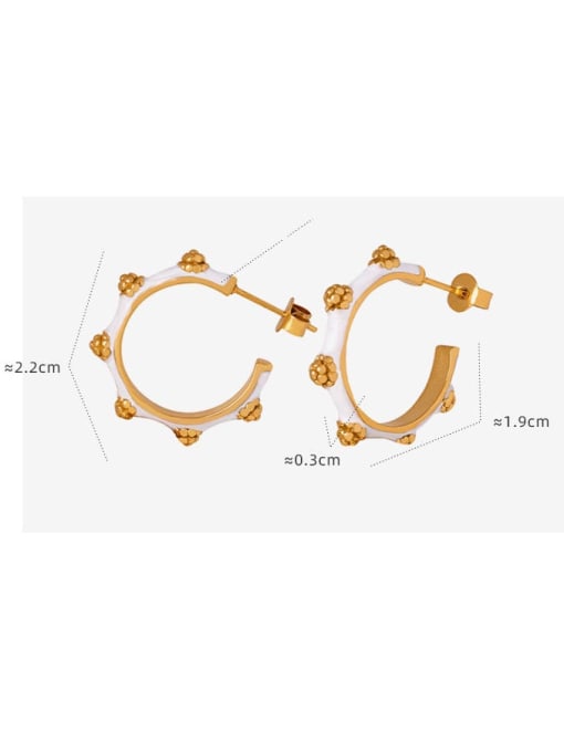 MAKA Titanium Steel Cubic Zirconia Geometric Trend Hoop Earring 2