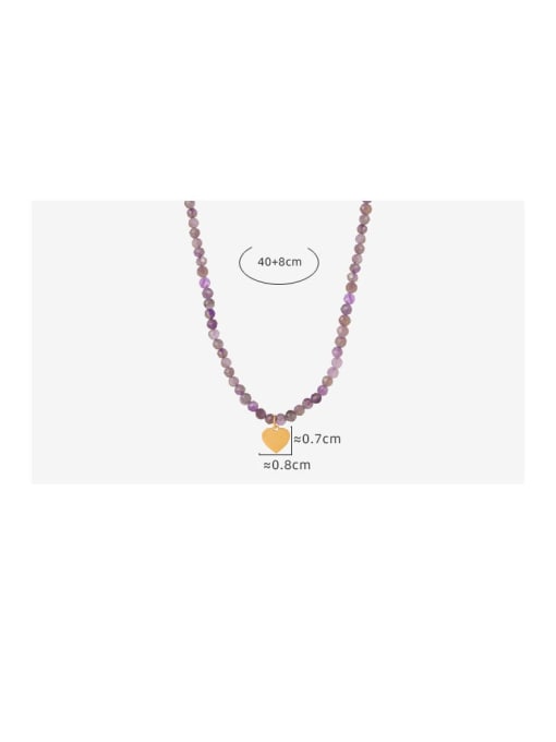 MAKA Titanium Steel Natural Stone Purple Heart Dainty Beaded Necklace 3