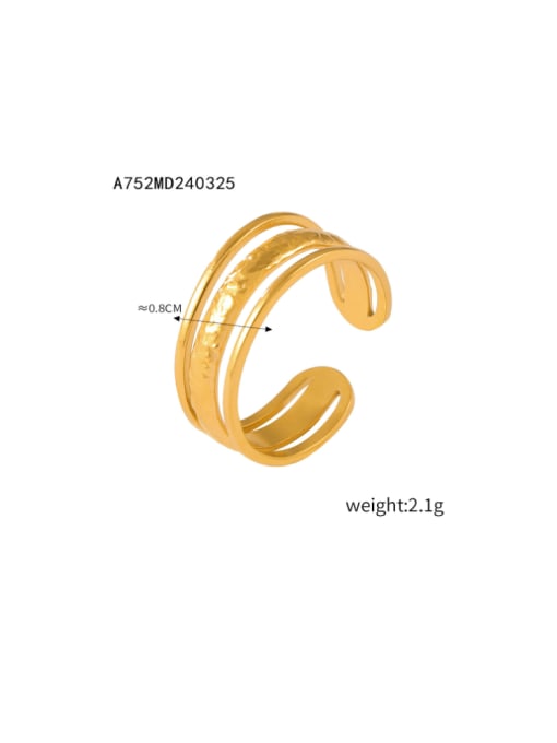 A752 Gold Ring Titanium Steel Geometric Hip Hop Band Ring