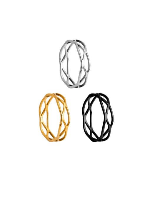 SM-Men's Jewelry Titanium Steel Hollow  Geometric Hip Hop Band Ring 0