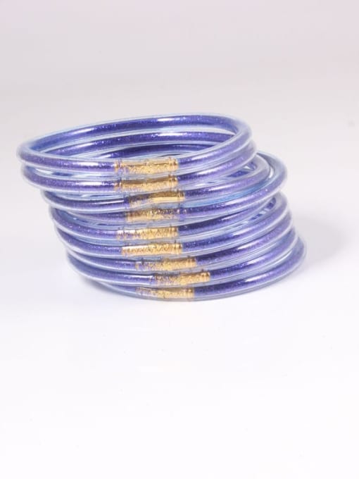 Blue Purple PVC Silicone Tube Gold Powder Bracelet, Jelly Bangles Bracelet, Cross-Border 9 in a Group