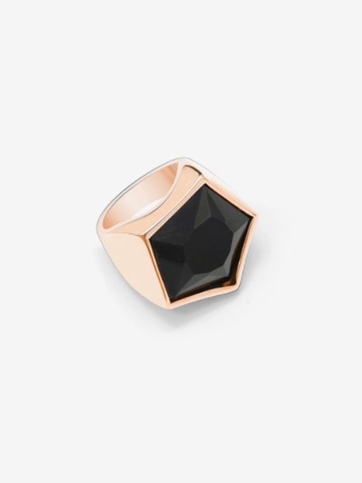 MAKA Titanium 316L Stainless Steel Obsidian Geometric Vintage Band Ring with e-coated waterproof 0