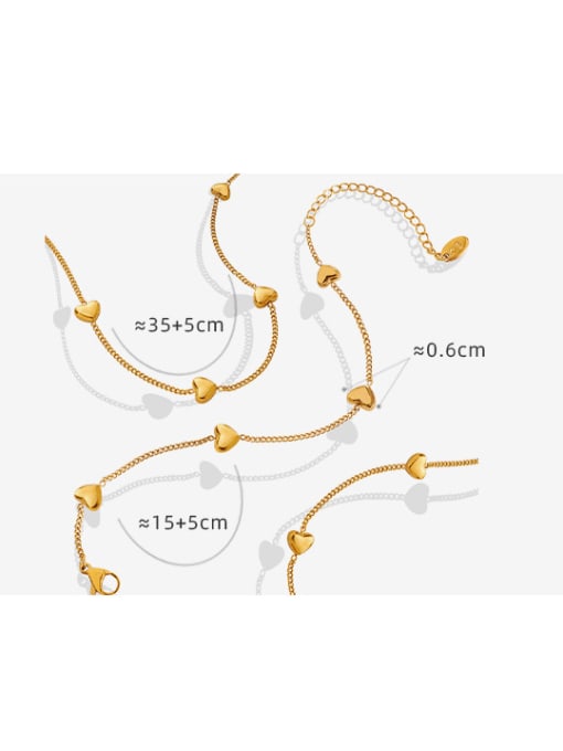 MAKA Titanium Steel Minimalist Heart Bracelet and Necklace Set 4