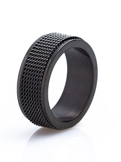 black Stainless Steel Geometric Hip Hop Stackable Men's Ring