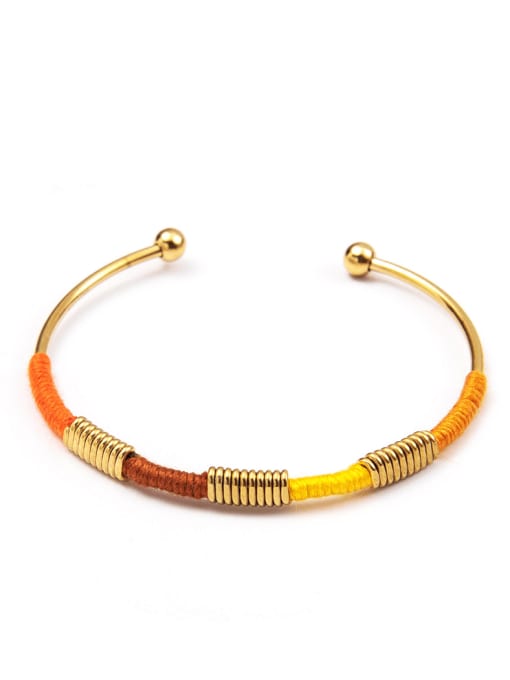 Color Stainless steel color thread ethnic style open bracelet