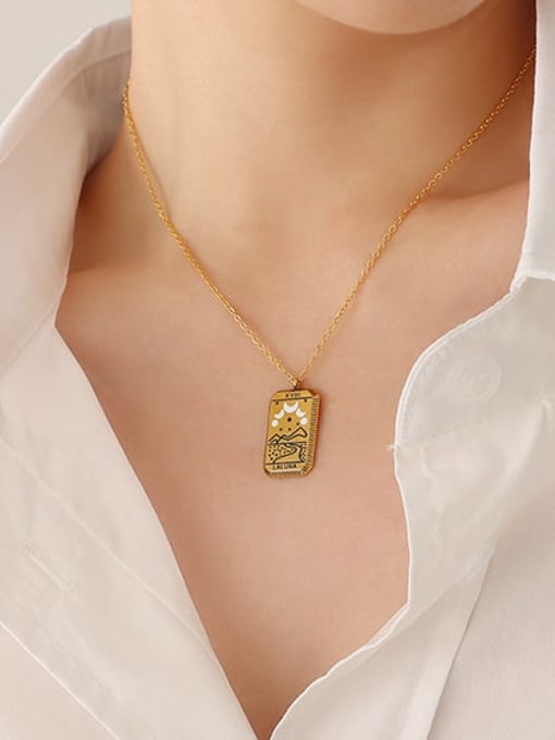 P246 moon gold necklace 40 +5cm Titanium Steel Enamel Geometric Vintage Necklace