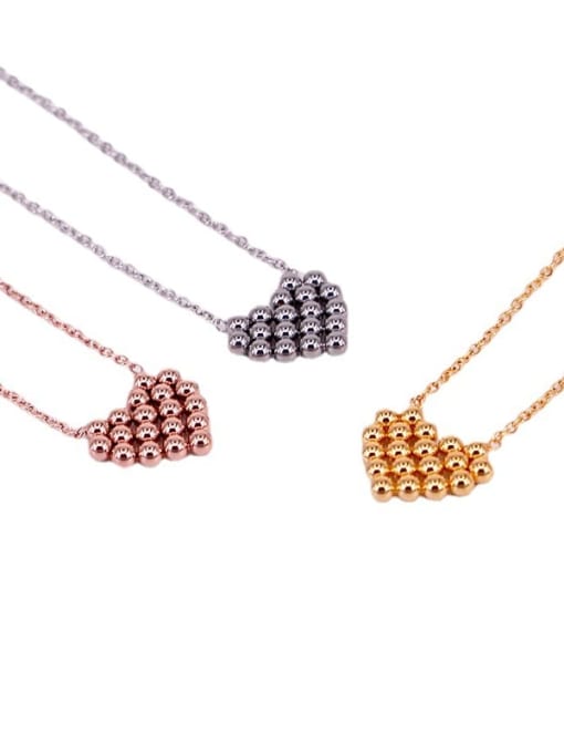 K.Love Titanium Steel Smooth Bead Heart Minimalist Necklace 0
