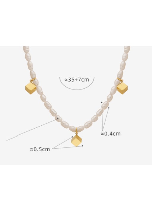 P1328  gold 35 +7cm Titanium Steel Freshwater Pearl Geometric Vintage Necklace