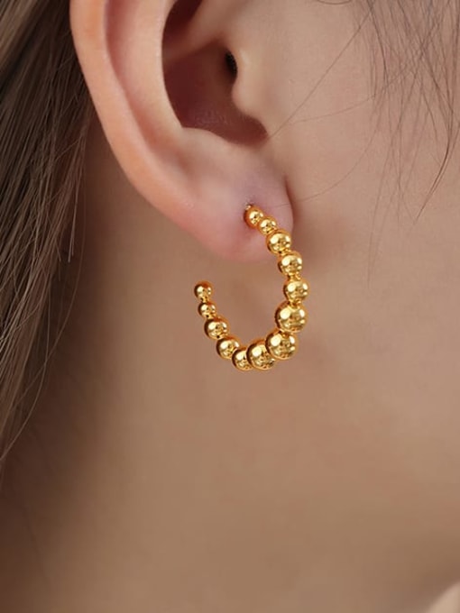 F1127 Gold Earrings Titanium Steel Bead Geometric Vintage Stud Earring