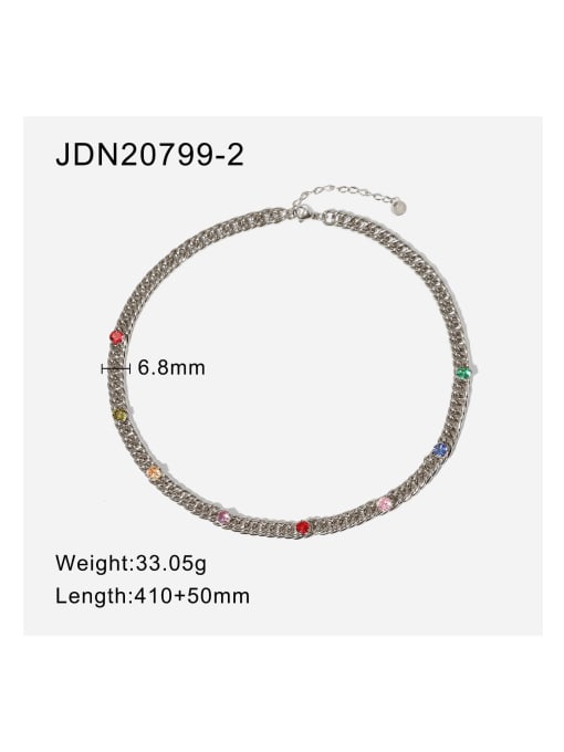 JDN20799 2 Stainless steel Cubic Zirconia Trend Cuban Necklace