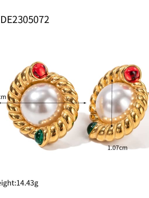 JDE2305072 Stainless steel Imitation Pearl Geometric Vintage Stud Earring