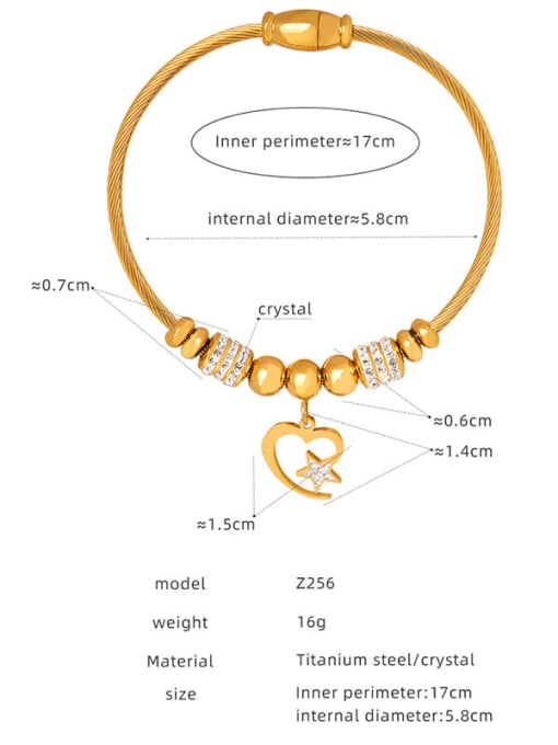 Z256 Gold Bracelet Titanium Steel Cubic Zirconia Geometric Trend Band Bangle