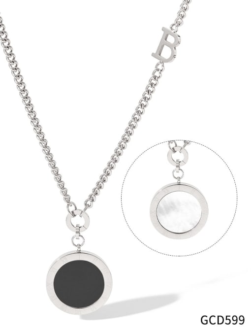 GCD599 Steel Color Stainless steel Shell Round Trend Necklace