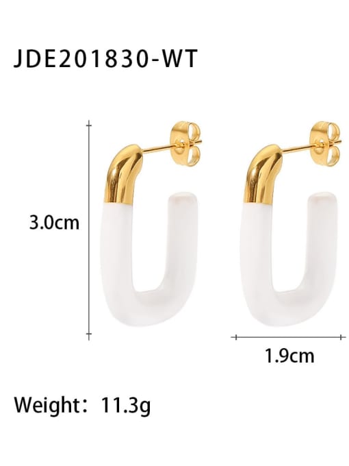 JDE201830 WT Stainless steel Enamel Geometric Vintage Earring