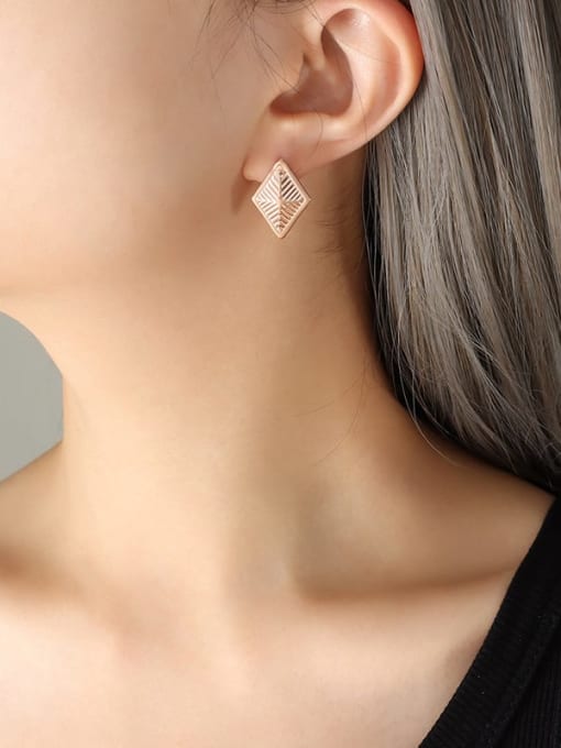 rose gold Titanium Steel Geometric Trend Stud Earring