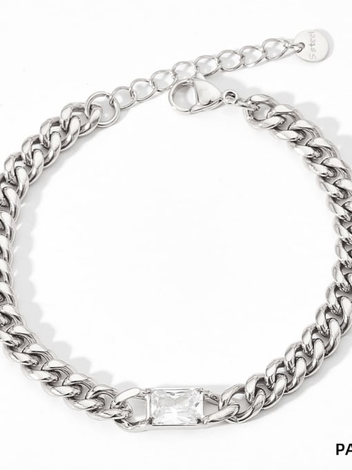 PAK861 Bracelet Platinum Zirconia Trend Geometric Stainless steel Cubic Zirconia Bracelet and Necklace Set