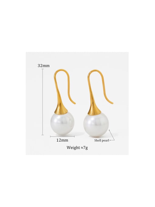 Clioro Stainless steel Imitation Pearl Geometric Trend Hook Earring 3
