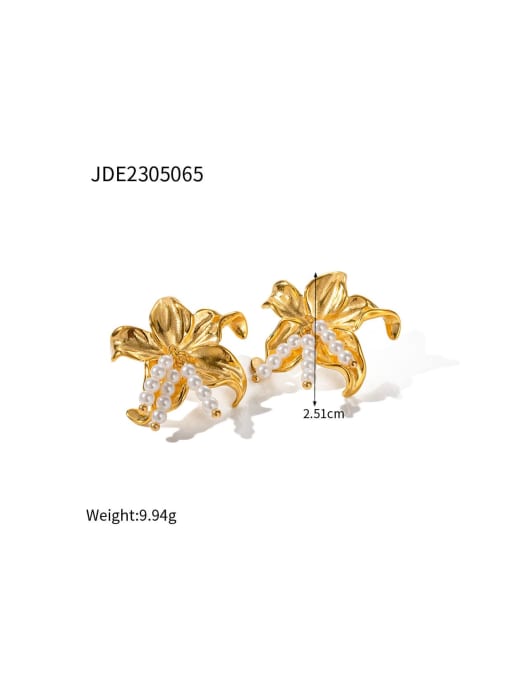 J&D Stainless steel Imitation Pearl Flower Dainty Stud Earring 2