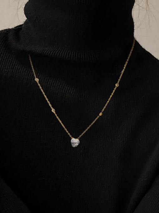 J&D Stainless steel Rhinestone Heart Minimalist Necklace 1
