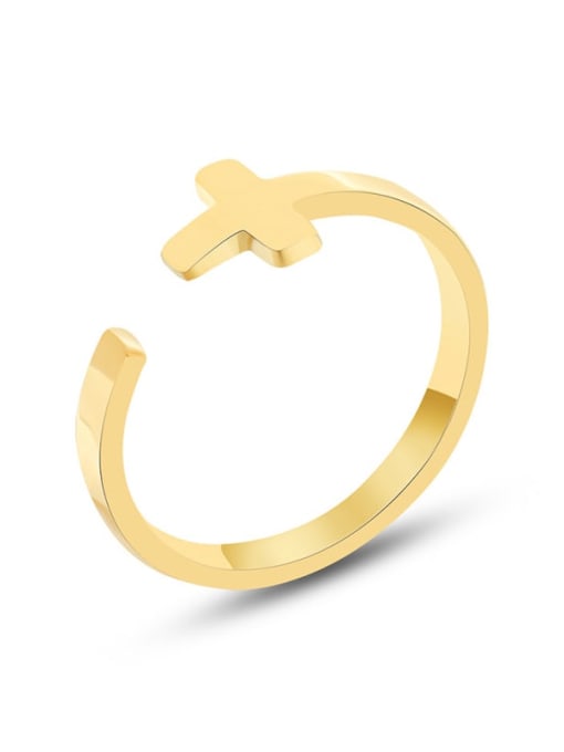 A277 gold ring Titanium Steel Cross Minimalist Band Ring