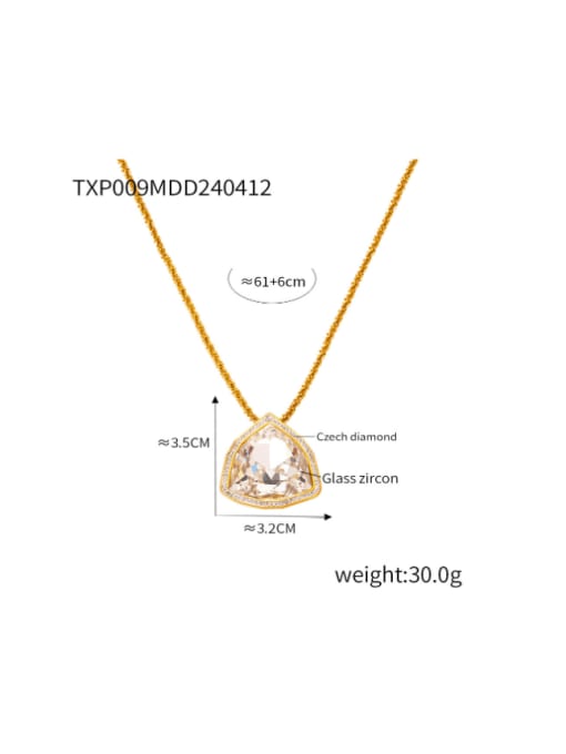 TXP009 White Glass Zircon Necklace Titanium Steel Glass Stone Heart  Hip Hop  Bracelet and Necklace Set