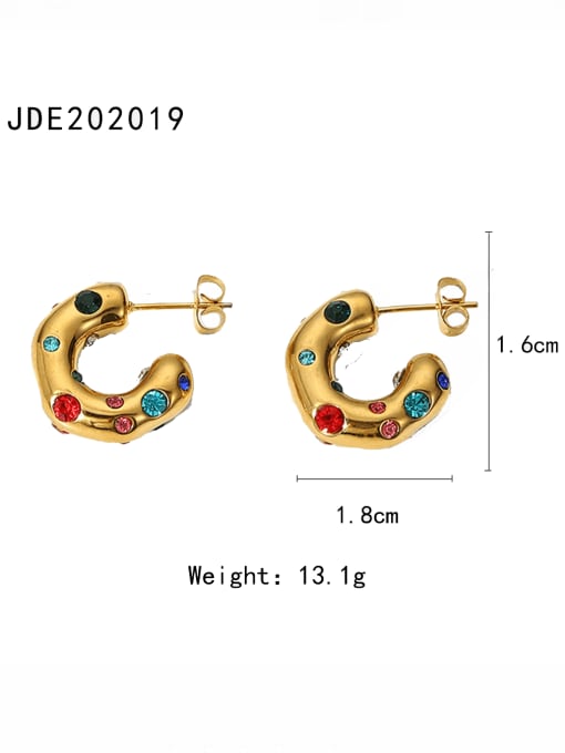 JDE202019 Stainless steel Rhinestone Geometric Vintage Stud Earring