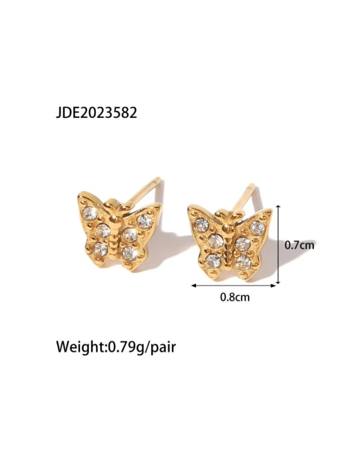 JDE2023582 Stainless steel Cubic Zirconia Butterfly Vintage Stud Earring