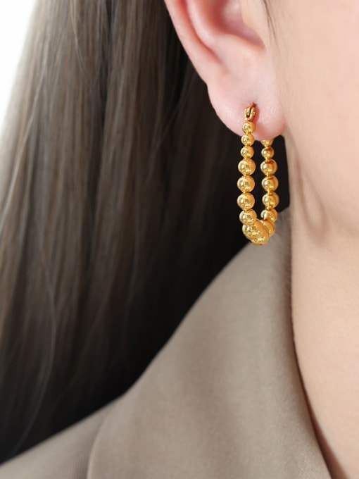 F1005 Gold Earrings Titanium Steel Geometric Trend Hoop Earring