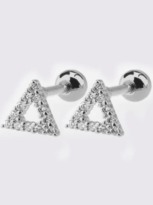 White steel triangular Earrings Brass Cubic Zirconia Heart Dainty Single Earring