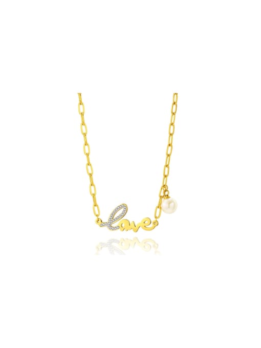 SN22030811 Stainless steel Cubic Zirconia Letter Dainty Necklace