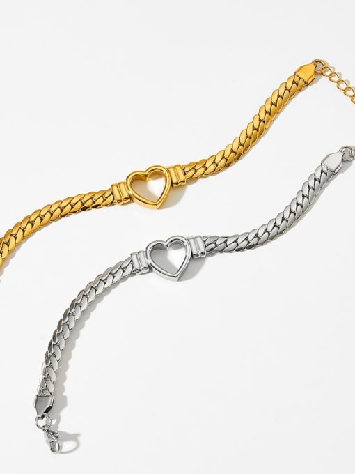 Clioro Stainless steel Heart Trend Link Bracelet 2