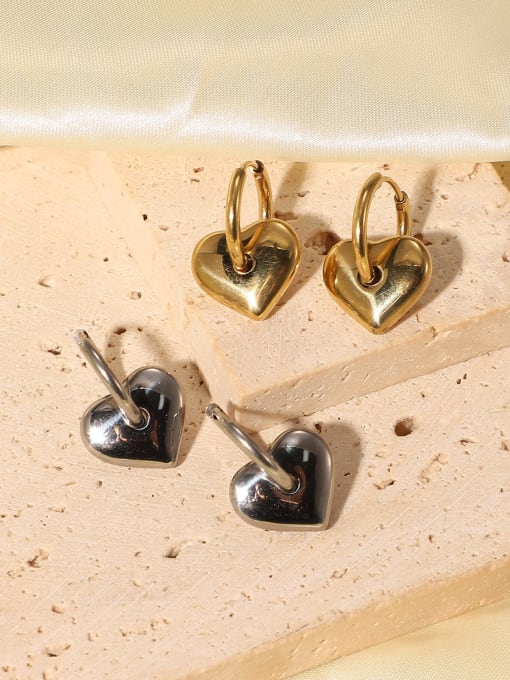 J&D Stainless steel Heart Vintage Huggie Earring 0