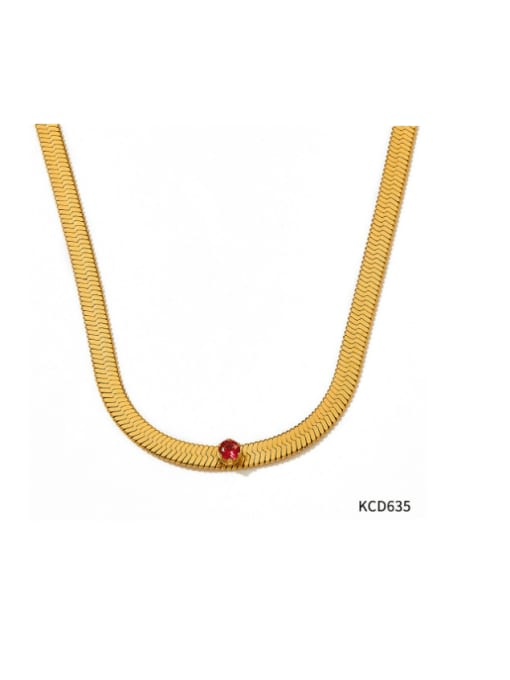 KCD635 Red Stainless steel Cubic Zirconia Hip Hop Snake  bone chain Bracelet and Necklace Set