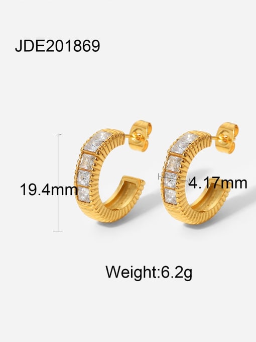 JDE201869 Stainless steel Cubic Zirconia Geometric Vintage Stud Earring