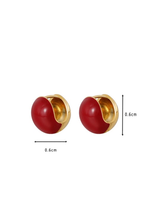Clioro Brass Enamel Round  Ball Bohemia Stud Earring 2