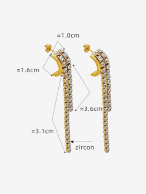 MAKA Titanium Steel Cubic Zirconia Tassel Minimalist Threader Earring 2