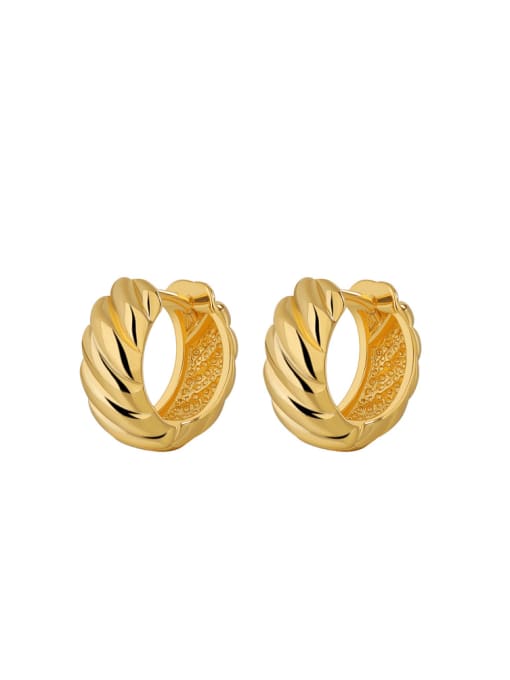 QJM Brass Geometric Minimalist Huggie Earring