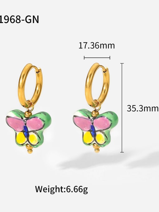 JDE201968 GN Stainless steel Ceramic Butterfly Trend Huggie Earring