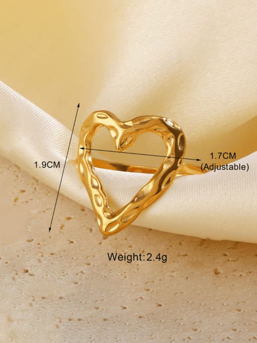 Golden Love Ring Stainless steel Heart Hip Hop Band Ring