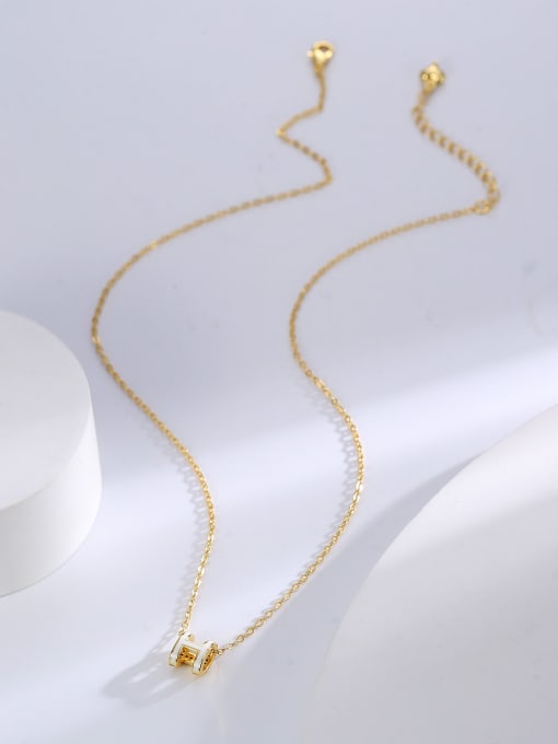 H01007 gold Brass Enamel Letter Minimalist Necklace