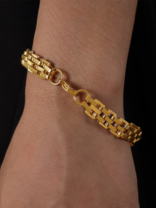 Golden diagonal lobster clasp bracelet Titanium Steel Geometric Trend Link Bracelet