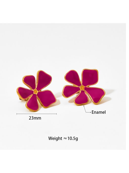 Clioro Stainless steel Enamel Flower Dainty Stud Earring 2