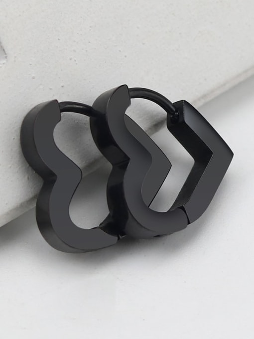 Love black one  14mm Stainless steel Geometric Minimalist Single Earring(Single-Only One)