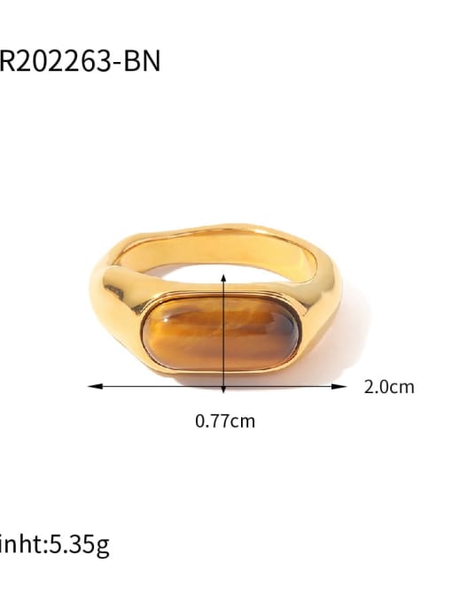 JDR202263 BN Stainless steel Natural Stone Geometric Vintage Band Ring