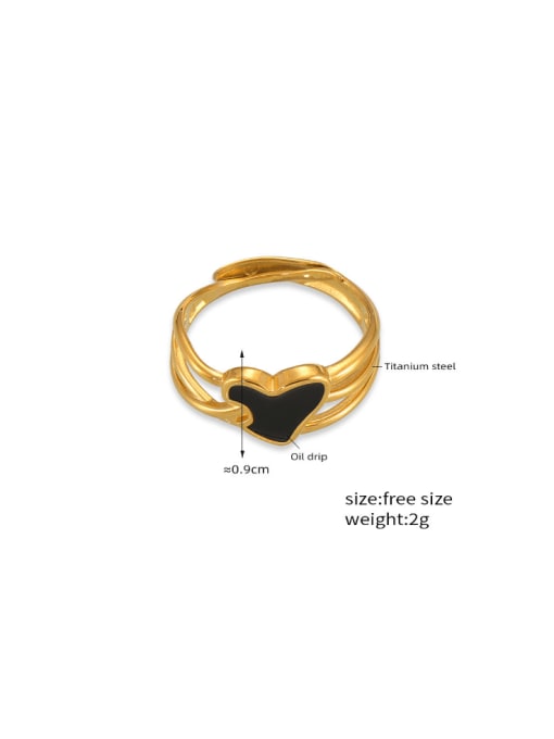 A862 Gold Titanium Steel Enamel Heart Hip Hop Stackable Ring