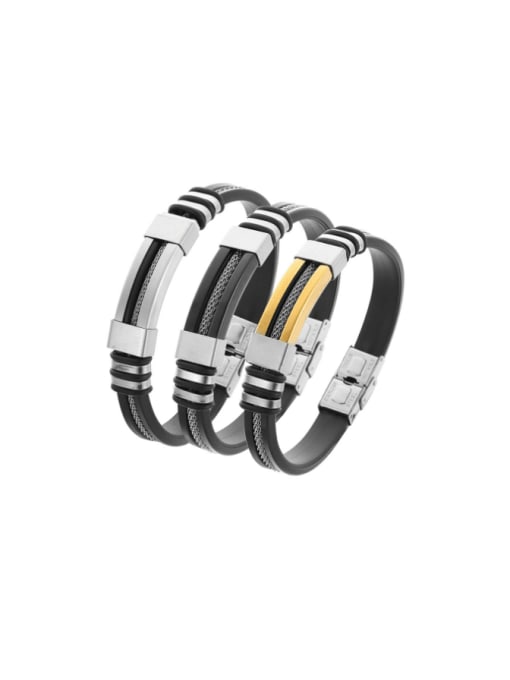 SM-Men's Jewelry Titanium Steel Artificial Leather Geometric Hip Hop Handmade Weave Men's Bracelet