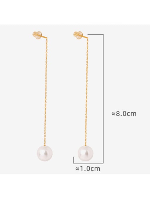 MAKA Titanium Steel Imitation Pearl Tassel Minimalist Drop Earring 2