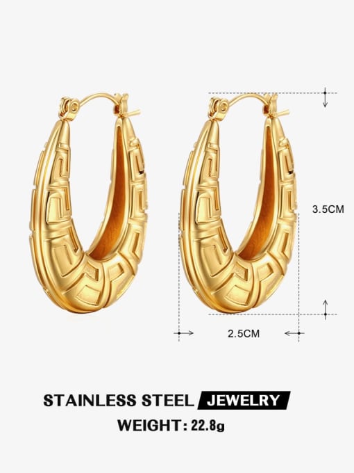 Gold ZN435G Stainless steel Geometric Hip Hop Stud Earring