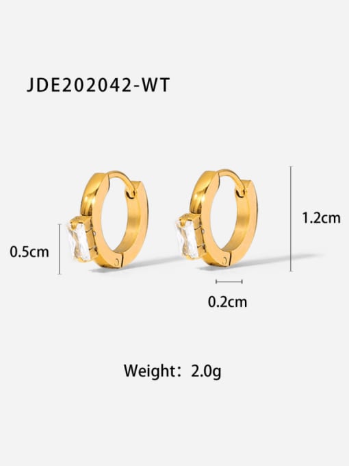 J&D Stainless steel Cubic Zirconia Geometric Minimalist Huggie Earring 4