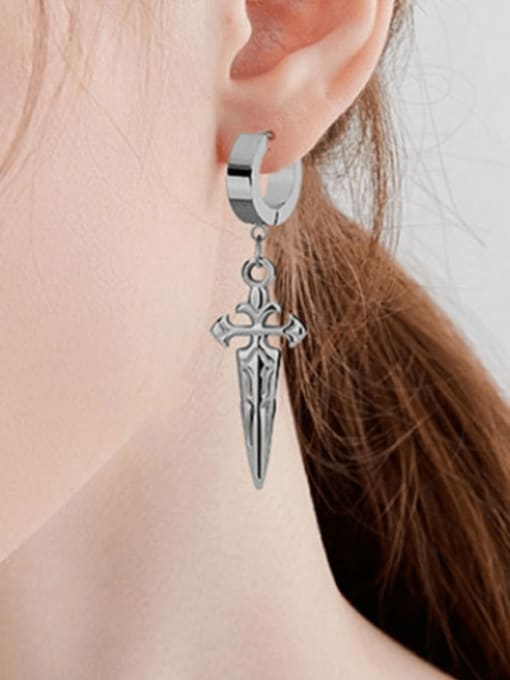 BELII Titanium Steel Cross Minimalist Single Earring 1